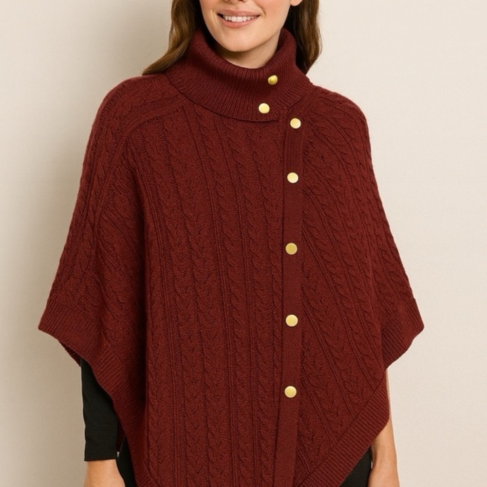 Talbots Cable Knit Asymmetrical Poncho Small